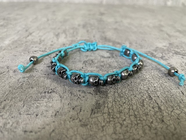 【中古】BOMBERG ﾎﾞﾝﾊﾞｰｸﾞ SKULLY BRACELET ﾌﾞﾚｽﾚｯﾄ SKULL ｽｶﾙ ﾄﾞｸﾛ  ﾌﾞﾙｰ 33964747