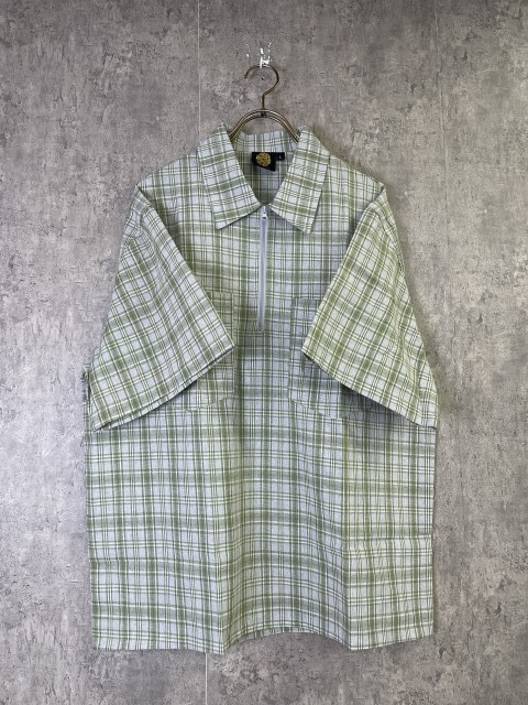 【中古】SEX HIPPIES ｾｯｸｽﾋｯﾋﾟｰｽﾞ HALF ZIP WORK SHIRTS ﾊｰﾌｼﾞｯﾌﾟ ﾜｰｸ ｼｬﾂ ﾁｪｯｸ 26SS ｸﾞﾘｰﾝ L 33964768