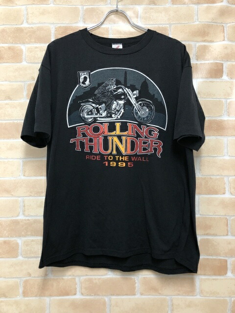 【中古】 JERZEES ジャージーズ 刷り上げるプルオーバー Rolling Thunder USA製 袖シングルぬい目 黒いこと XL 111429689