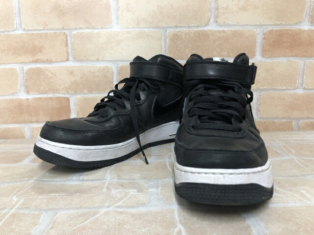 【中古】 NIKE ナイキ ×STUSSY Air Force 1 Mid DJ7840-001 黒いこと US9 111452359