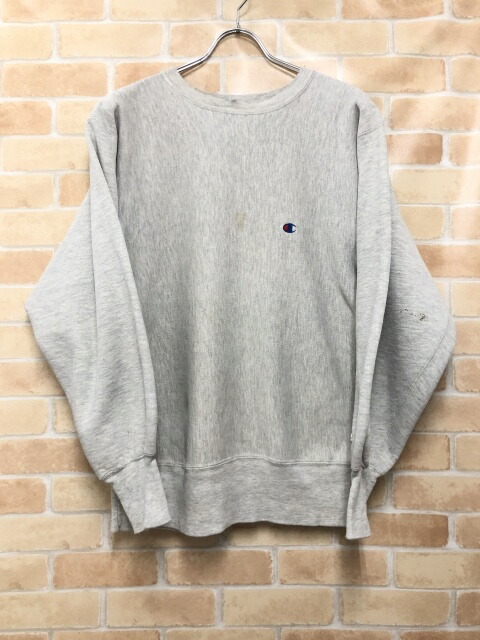 【中古】 90s Champion はやりっ児 調教師 リバースウィーブ 刺しゅう USA製 薄墨色 L 111431570
