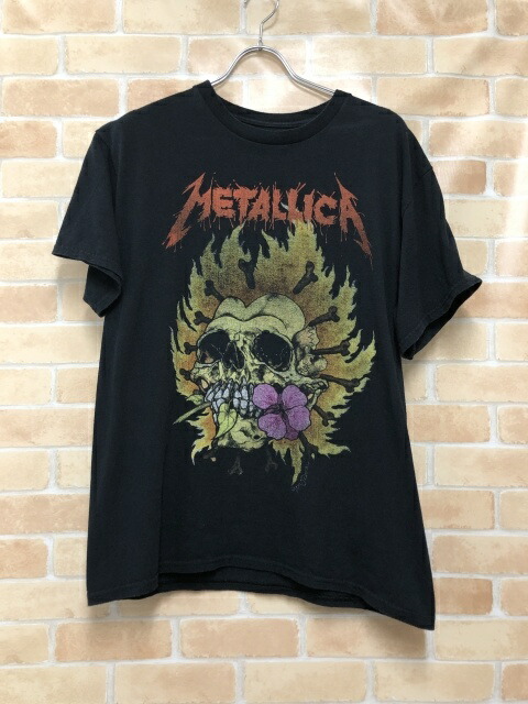 【中古】 Metallica メタリカ 刷り上げるプルオーバー Pushead Flaming Slull 黒いこと M 111432735