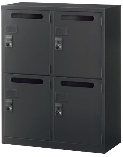【送料無料】【ASKシリーズ】4人用メールボックス(アジャスター付)【オフィス家具/収納家具/キャビネット/書棚】スチール書庫/事務室用/SOHO完成品/日本製/ブラック色/黒|オフィス家具のセレクトマーケット