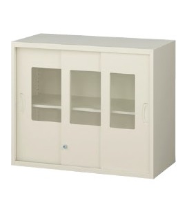 【送料無料】RG45-307SG【RG45シリーズ】３枚引戸書庫(ガラス)【オフィス家具/収納家具/キャビネット/書棚】スチール書庫//事務室用/SOHO