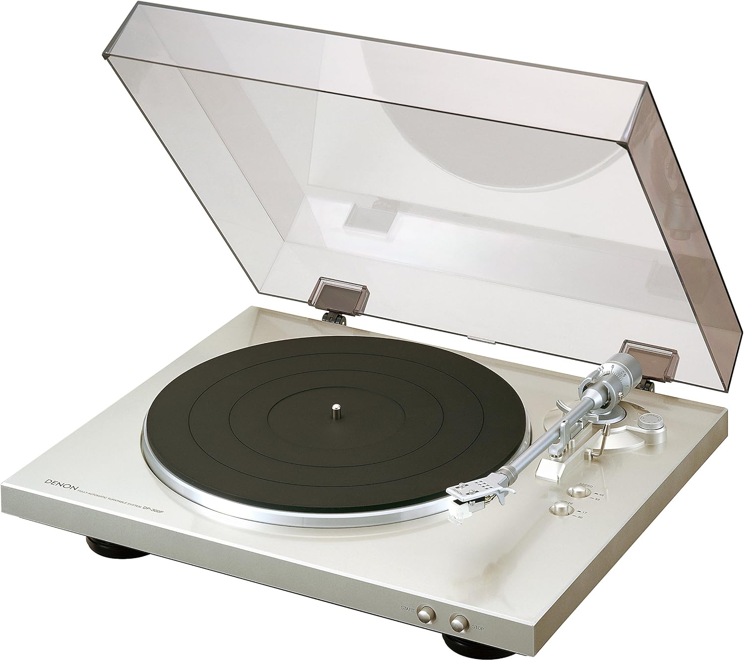デノン Denon DP-300F アナログ 電気蓄音機 フォノイコライザー付 フルオート 薬莢属する 割り増し金しろがね色 DP-300FSP