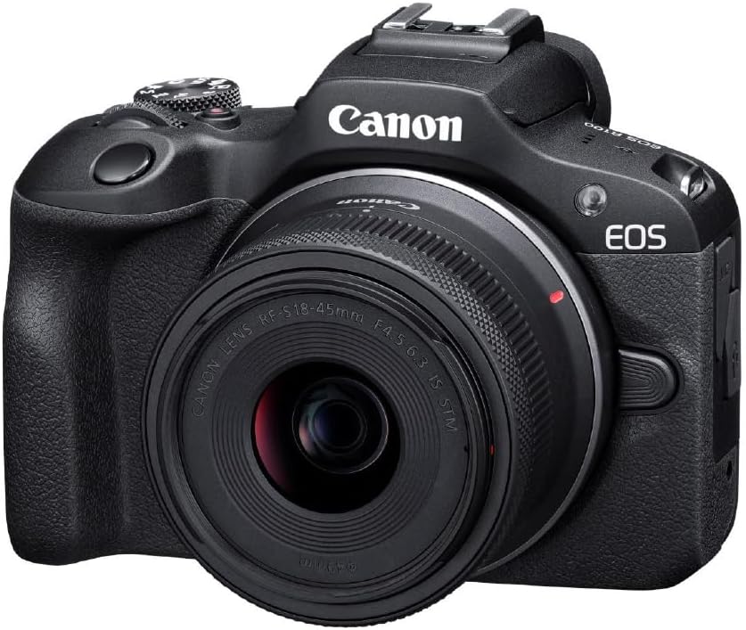 Canon 銀鏡受け答え一眼写真機 EOS R100 判定基準望遠レンズ一揃いの道具(RF-S18-45) 黒いこと/APS-C/約356g EOSR100-1845ISSTMLK
