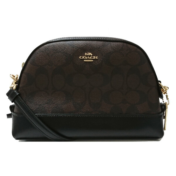 コーチ COACH バッグ ショルダーバッグ F76674 IMAA8 ラグジュアリー シグネチャー ドーム クロスボディ ブラウン×ブラック アウトレット[並行輸入品] 【レディース ギフト ブランド ポシェット 斜めがけ 2WAY　クラッチバッグ バッグインバッグ ポーチ 茶 黒】