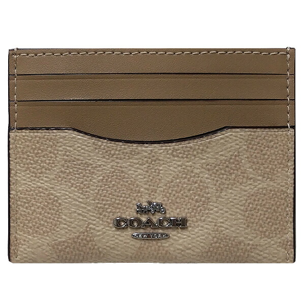 コーチ COACH 小物 カードケース CZ286 SVPWH スリム ID カード ケース シグネチャー キャンバス サンド×チョーク アウトレット［並行輸入品］ 【ギフト ブランド カード入れ ビジネス IDケース パスケース】