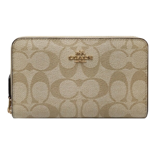 コーチ COACH 財布 二つ折り財布 88913 IMDQC シグネチャー ミディアム ID ジップ ウォレット ライトカーキ×チョーク アウトレット [並行輸入品] 【レディース ギフト ブランド 折り財布 ラウンドファスナー ウォレット】