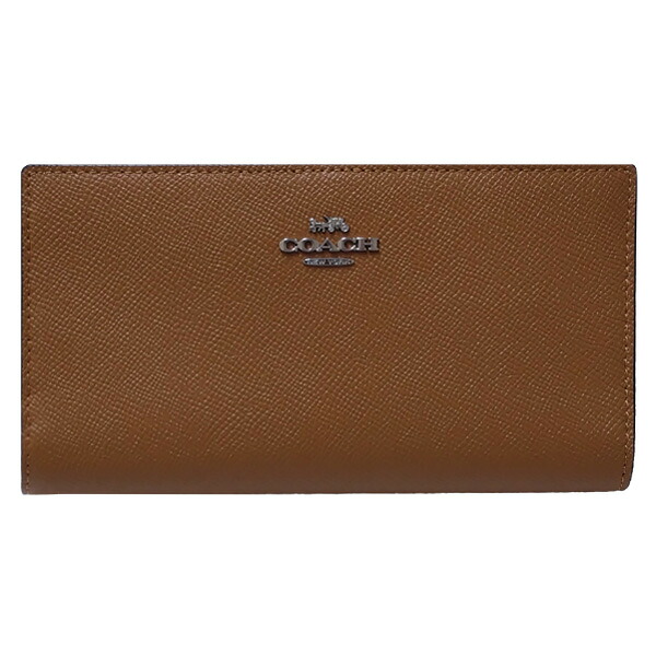 コーチ COACH 財布 長財布 CK444 SV/QD クロスグレイン スリム ジップ ウォレット ライトサドル アウトレット［並行輸入品］ 【ギフト ブランド 母の日 贈り物】
