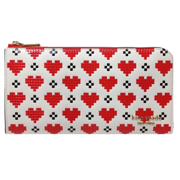 ケイトスペード kate spade 財布 長財布 KJ889 CU3（250）デヴィン ピクセル ハート ジップ アラウンド コンチネンタル ウォレット クリームマルチ アウトレット［並行輸入品］【ギフト ブランド 贈り物 ファスナー】