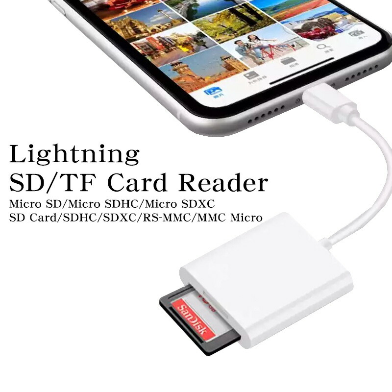 384円 公式ショップ iPhone カードリーダー SD TFカードリーダー NK1022 Lightning SDカードカメラリーダー iPad  対応 高速な写真転送 iOS13 双方向 データ転送 OTG対応