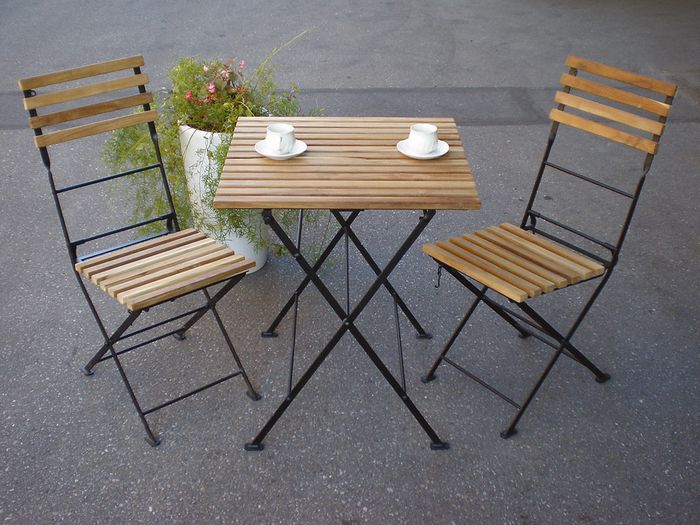 folding iron teak table and 2 chairs 3 piece set garden furniture garden chair garden - Garden Furniture 3 Piece folding iron teak table and 2 chairs 3 piece set garden furniture garden chair garden - Garden Furniture 3 Piece
