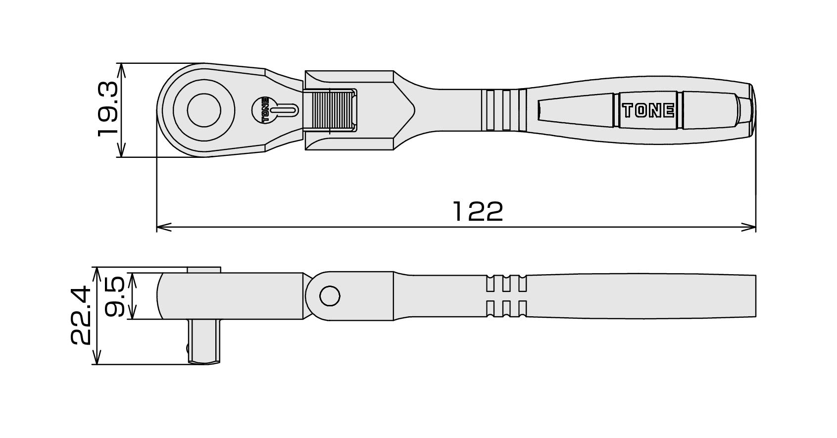 トネ(TONE) コンパクト首振ラチェットハンドル(ホールドタイプ) RH3FCH 差込角9.5mm(3/8")｜selectable 9,006円