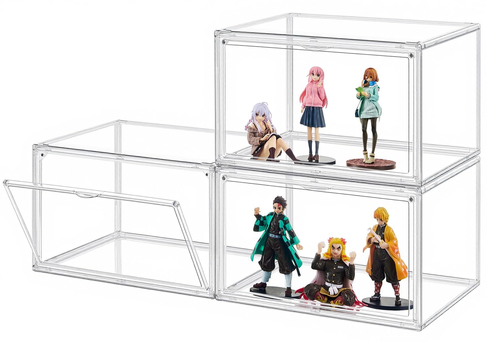 Topfinel フィギュアケース 3個セット コレクションケース 収納ケース アクリルケース 積み重ね式 マグネット式扉 前開き ショーケース フィギュア ケース 約36cm(幅)x27cm(奥行き)×22cm(|selectable