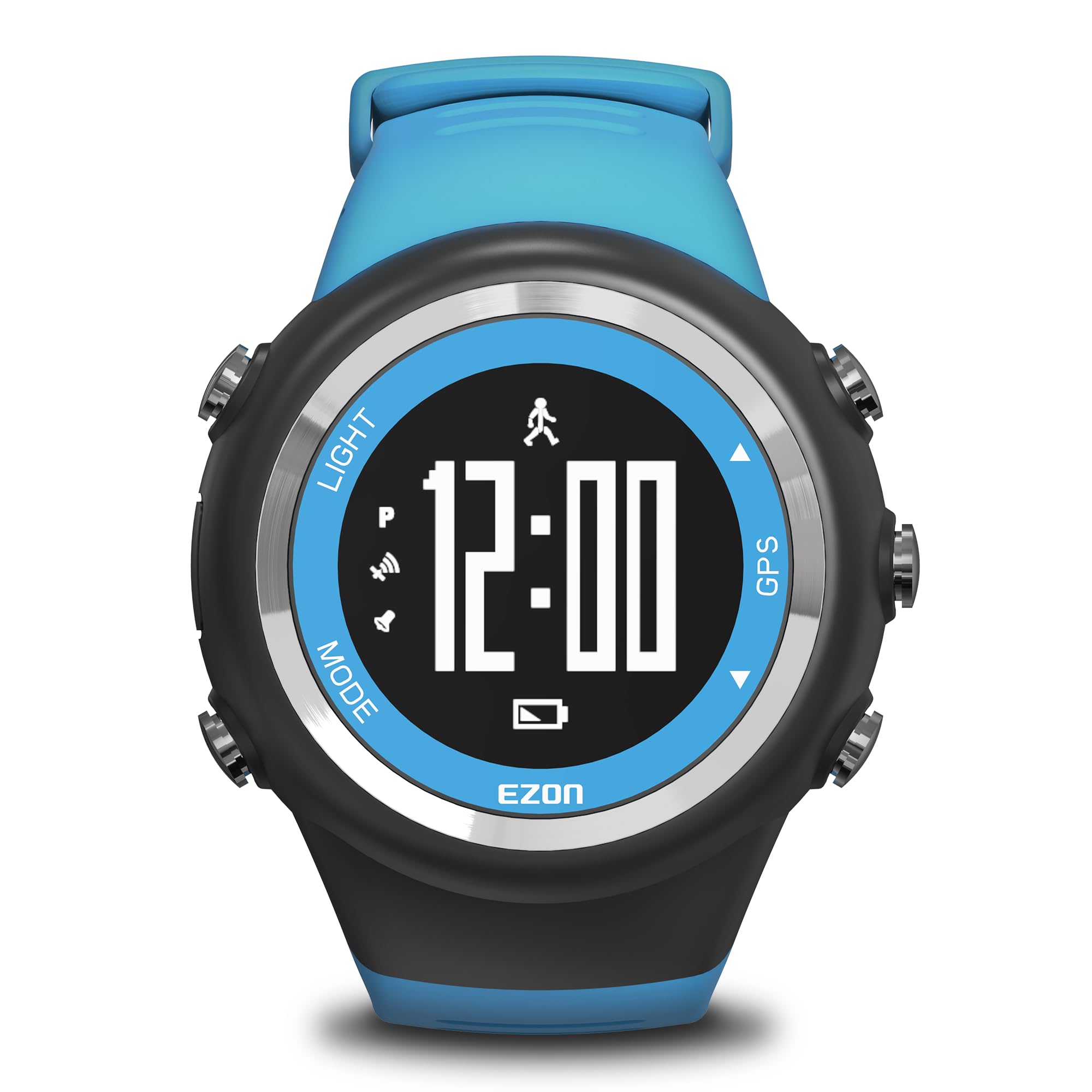 ランニングウォッチ GPS 腕時計 デジタル ウォッチ 50m 防水 高耐久性 軽量 内蔵歩数計 特別な日に贈りたい EZONT031 (ブルー)|selectable
