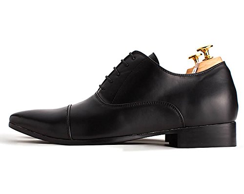 [クラウドナイン] シークレットシューズ ビジネス メンズ 背が高くなる靴 7cm UP 内羽根 ストレートチップ 本革のようなシボ感 黒｜selectable