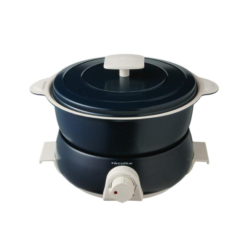 r・・colte (レコルト)レコルト ポットデュオ フェット [ ネイビー/RPD-3 ] recolte POT DUO fete 電気鍋 マルチクッカー ネイビー 本体(収納時)：(約)幅24.0×奥行22×高さ17.5cm