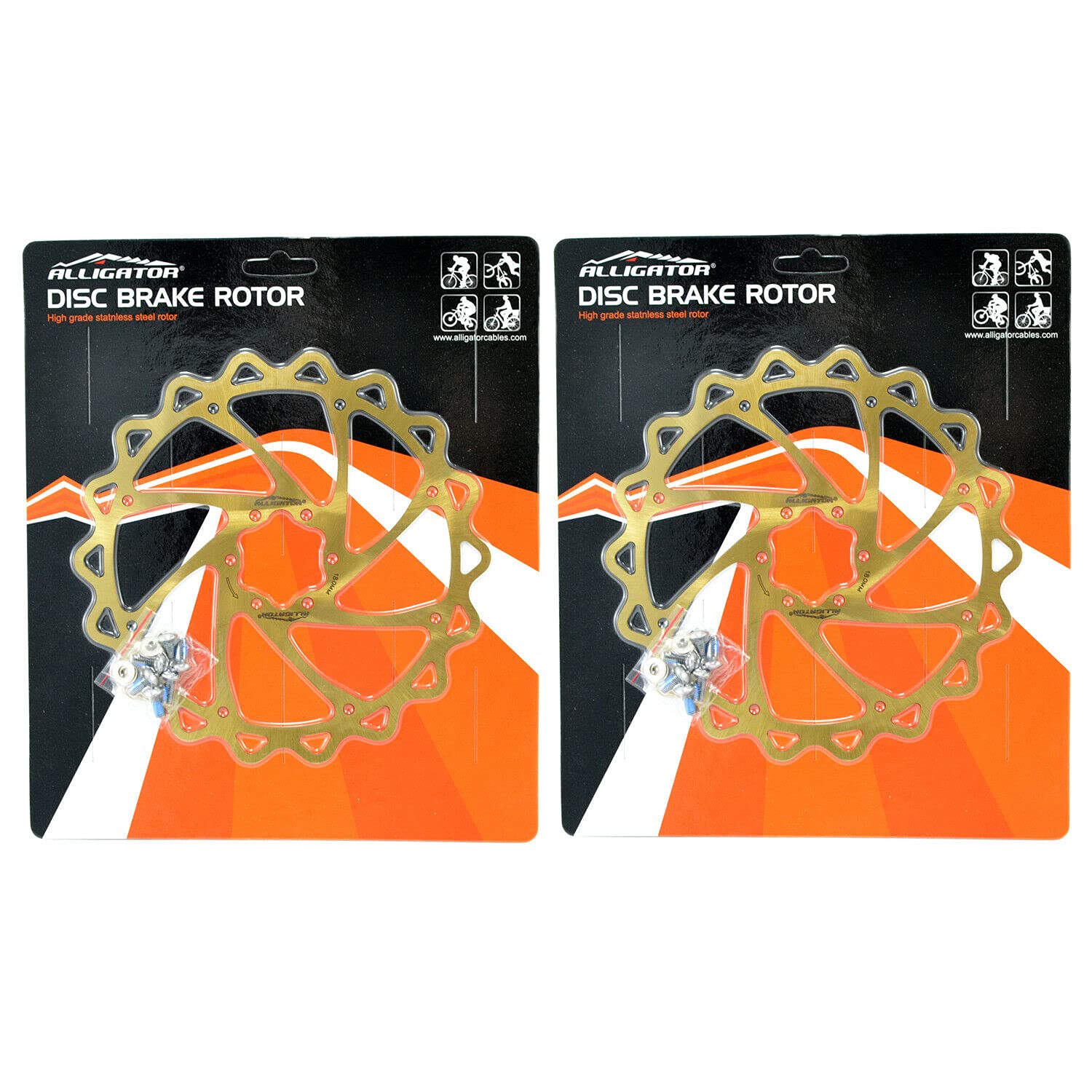ALLIGATOR Brake iWAVE MTB Road Bike Disc Brake Rotor 180mm, 2PCS, Ti Gold, AR2406｜selectable
