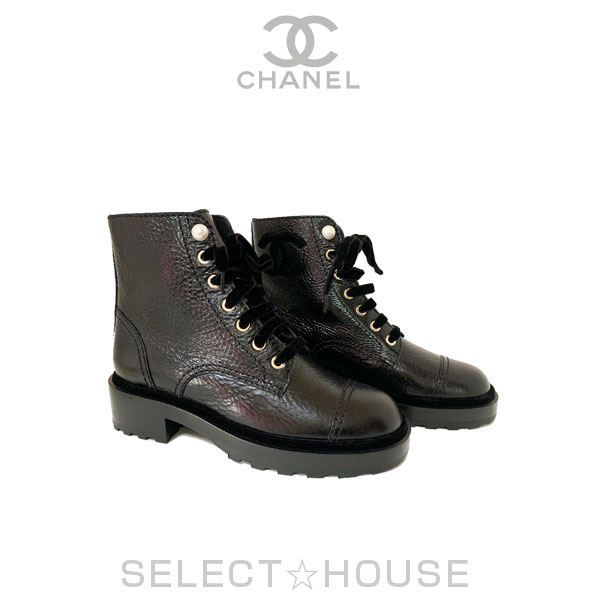 CHANEL ココマーク レースアップ スエード レザー 37(約23.5） CHANEL ココマーク レースアップ スエード レザー 37(約23.5）