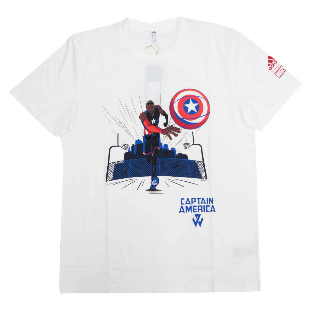 新しいコレクション ジョン ウォール Tシャツ Nba Marvel マーベル Captain America キャプテンアメリカ アディダス Adidas ホワイト 超目玉 Hillcrestcare Org