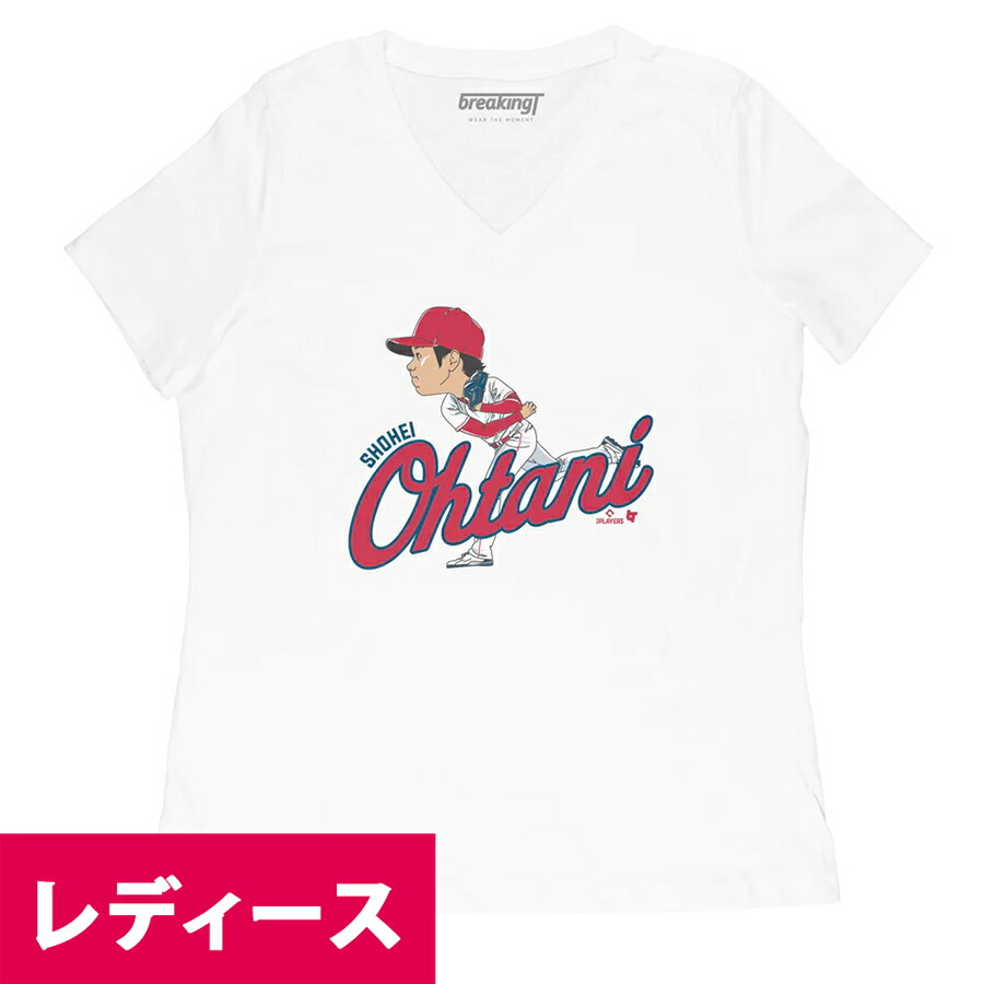 【海外限定版】MLB 大谷翔平 エンゼルス Tシャツ Caricature T-Shirt BreakingT ホワイト