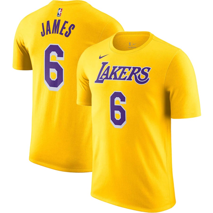 NBA レブロン・ジェイムス レイカーズ Tシャツ アイコン 2022/23 ネーム＆ナンバー Performance T-Shirt ナイキ/Nike ゴールド｜映画エンタメショップ SELECTION