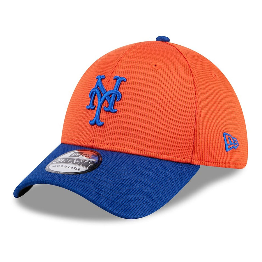 MLB メッツ 旗がしら 2024 春月形づくる 39THIRTY Flex Hat 【側面継ぎ切れ皆無】  New Era  オレンジ色 ロイヤル