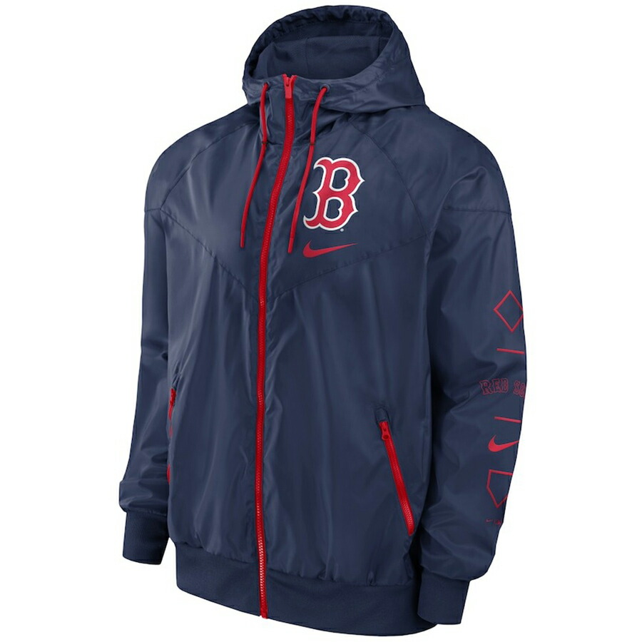 NIKE Red Sox VネックプルオーバーナイロンジャケットセンターロゴXL NIKE TEAM ナイキ MLB レッドソックス Vネック ウォームアップ