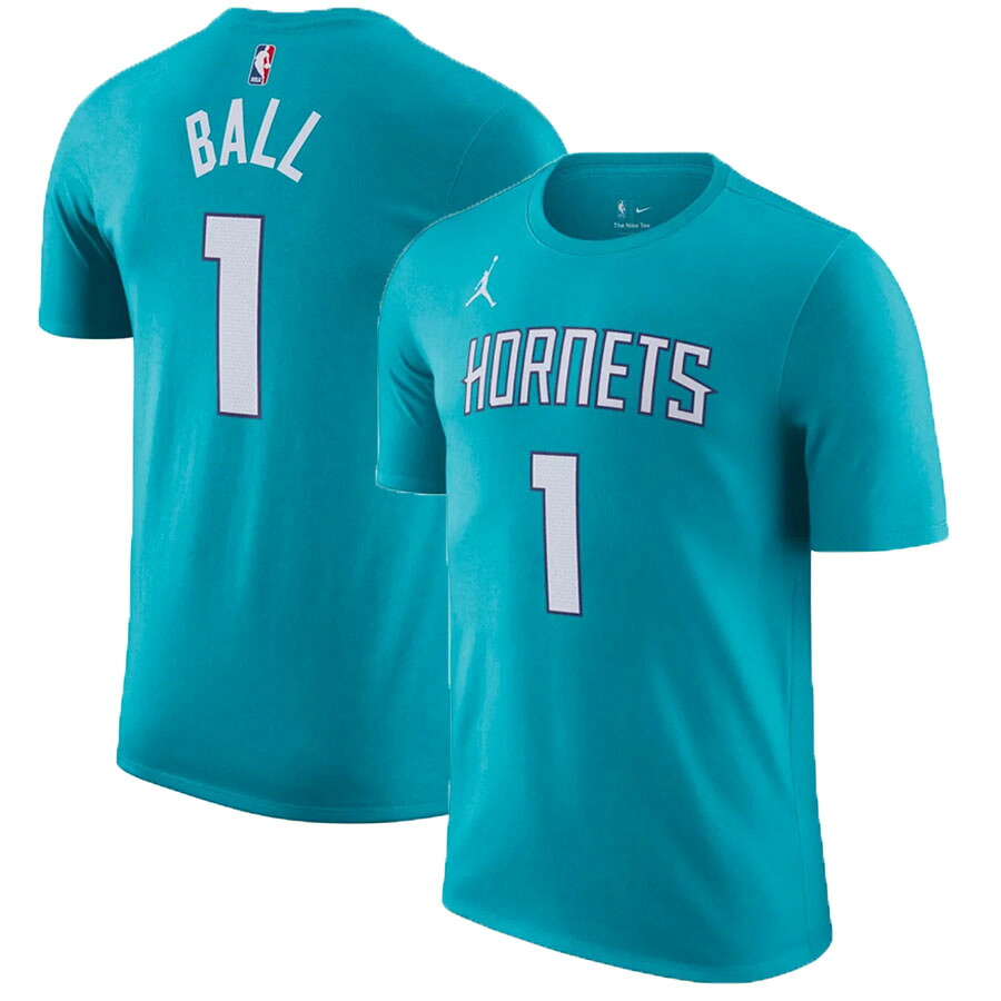 NBA ロンゾ・ボール シャーロット・ホーネッツ ティーシャツ 2022/23 名まえ＆携帯電話 アイコンエディション ジョーダン/Jordan ティール メンズファッション-Tシャツ・カットソー