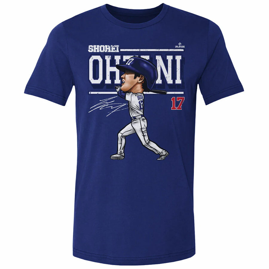 MLB 大谷翔平 ドジャース Tシャツ 【New Model】 Los Angeles D Cartoon WHT T-Shirt 500Level ロイヤルブルー