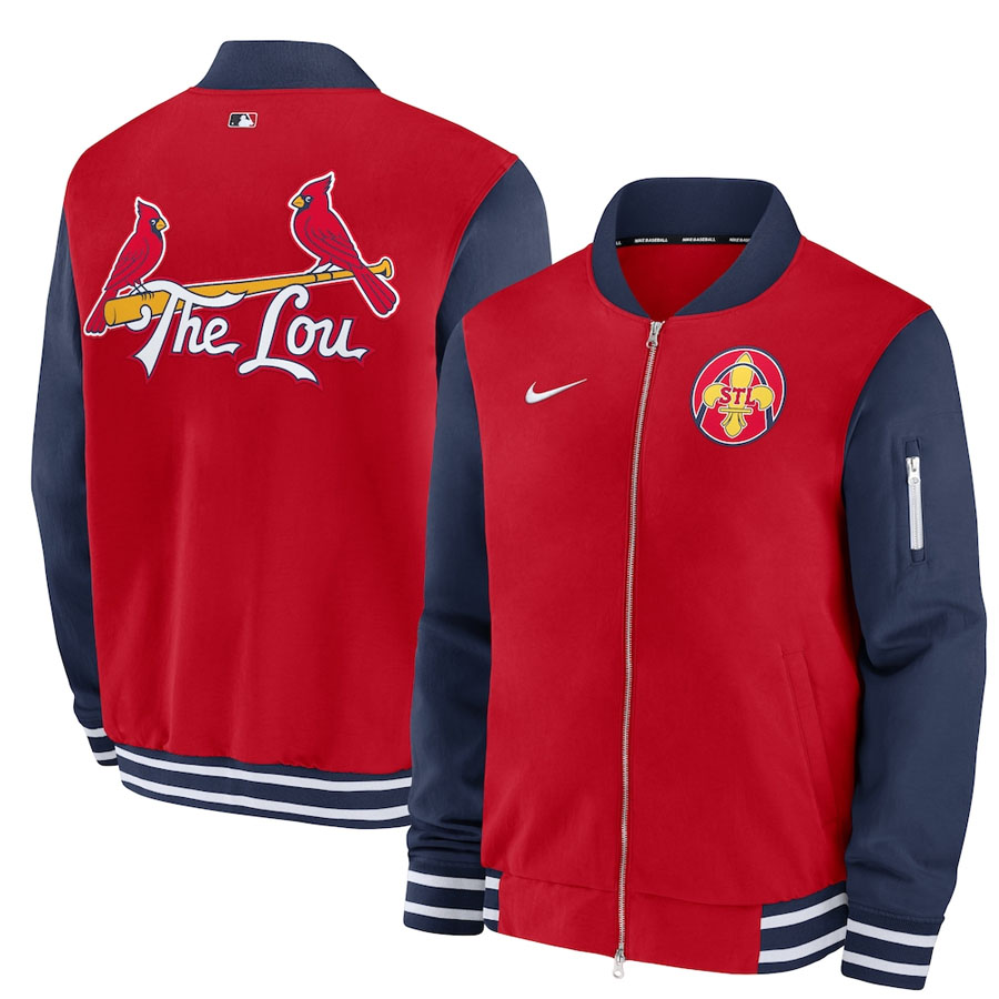 MLB カージナルス ジャケット 2024 オーセンティックコレクション シティーコネクト フルジップ ボンバージャケット ナイキ/Nike レッド