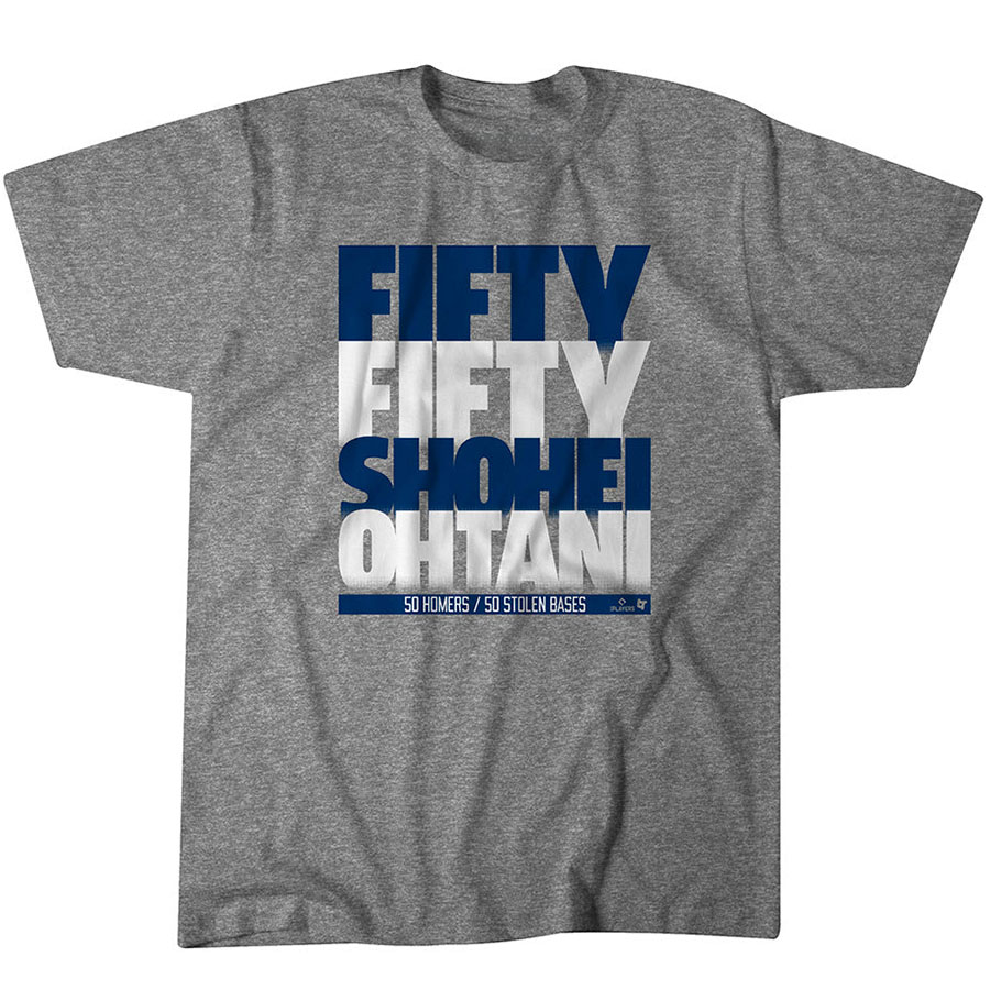 MLB 大谷翔平 ドジャース Tシャツ 【海外限定版】50/50達成記念 Stack T-Shirt BreakingT グレー
