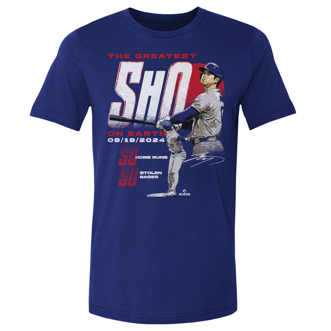 MLB 大谷翔平 ドジャース Tシャツ 【New Model】 50/50達成記念 Club WHT T-Shirt 500Level ロイヤルブルー|映画エンタメショップ SELECTION