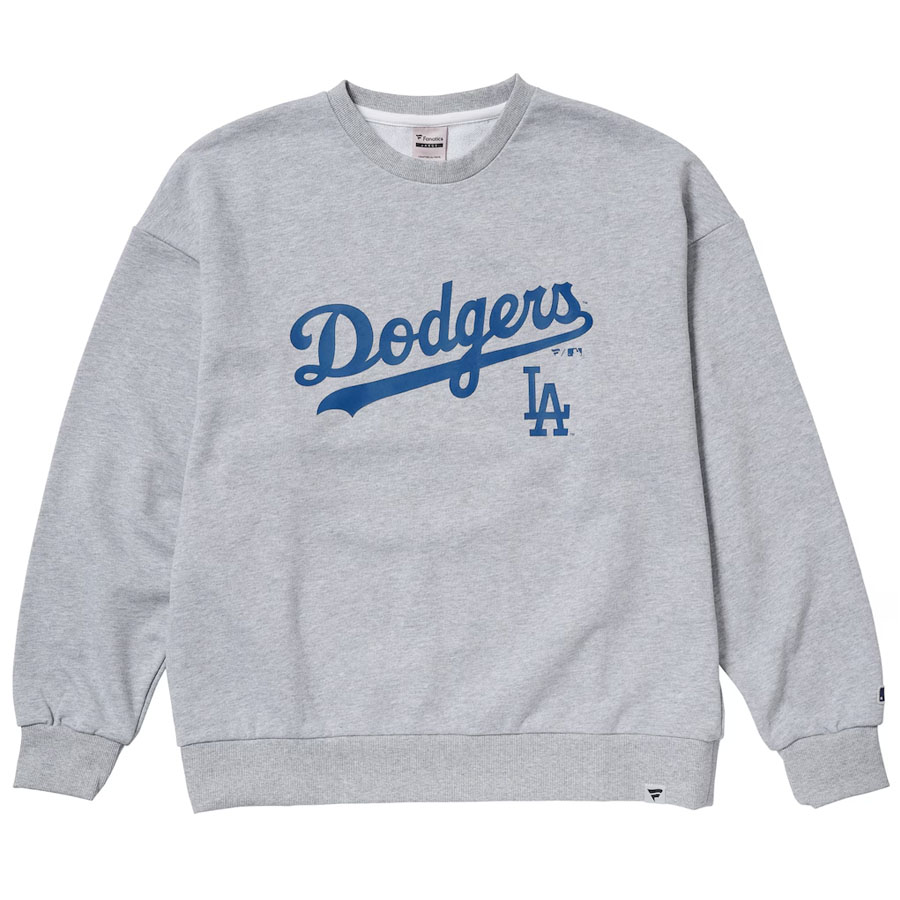 MLB ドジャース スウェットシャツ Standard Print Logo Crewneck Sweat トレーナー Fanatics 杢gray