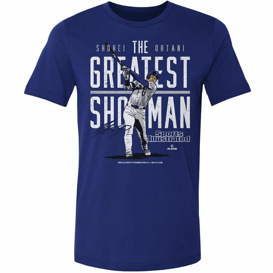 MLB 大谷翔平 ドジャース Tシャツ Sports Illustrated & Los Angeles D The Greatest Showman WHT 500Level ロイヤルブルー