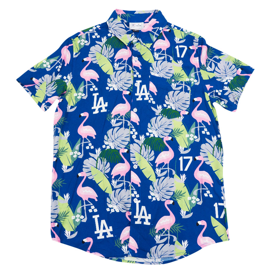 MLB 大谷翔平 ドジャース アロハシャツ 【海外版】Botanical Aloha Shirt FOCO ブルー