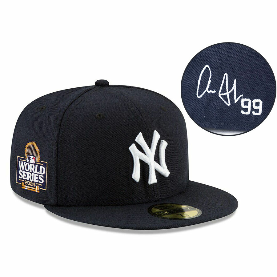 MLB アーロン・ジャッジ ヤンキース キャップ 【海外カスタム】サイン刺繍 ワールドシリーズ2024 59FIFTY ニューエラ/New Era ネイビー|映画エンタメショップ SELECTION