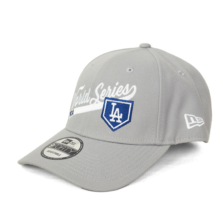 MLB ドジャース キャップ 【海外版】ワールドシリーズ2024 進出記念 Script Logo 9FORTY Adj Hat ニューエラ/New Era グレー|映画エンタメショップ SELECTION
