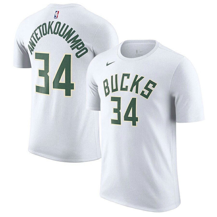 NBA ヤニス・アデトクンボ ミルウォーキー・バックス ティーシャツ 名まえ＆携帯電話 Performance T-Shirt ナイキ/Nike 白いこと Tシャツ・カットソー-メンズファッション