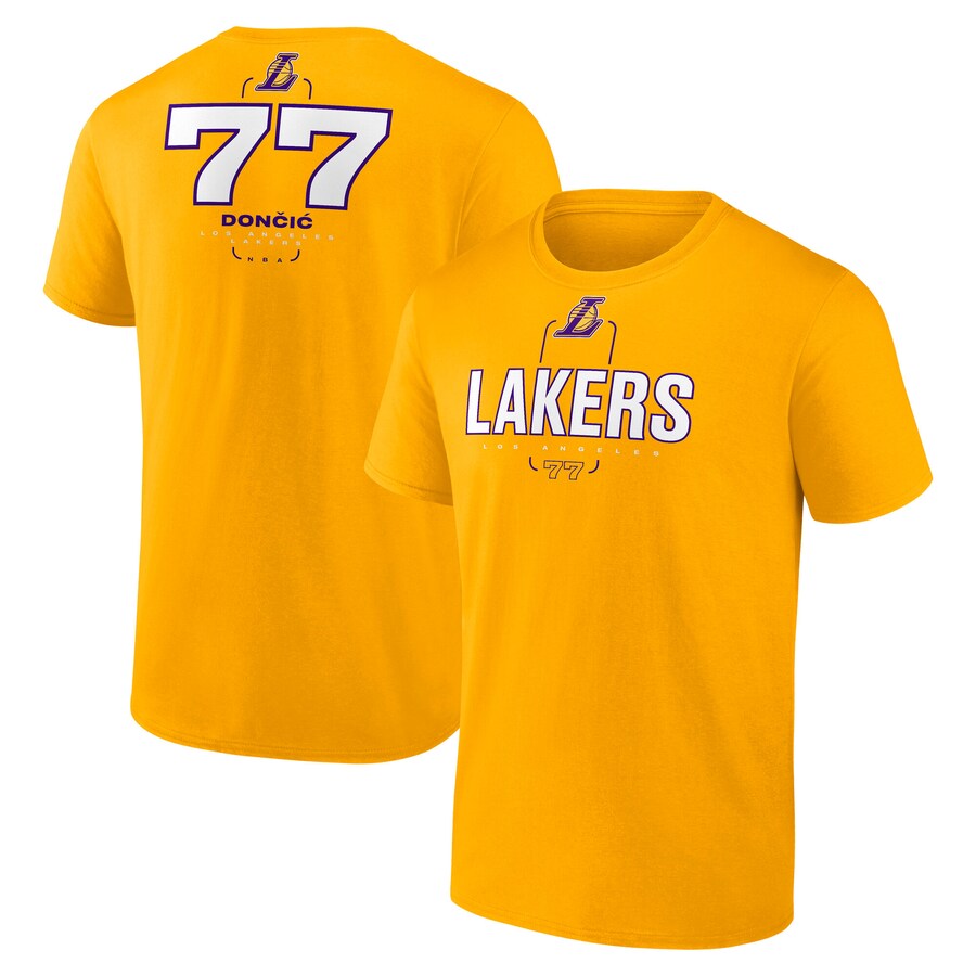 NBA ルカ・ドンチッチ レイカーズ プルオーバー Behind The Back 名まえ＆電話番号 T-Shirt Fanatics ゴールド