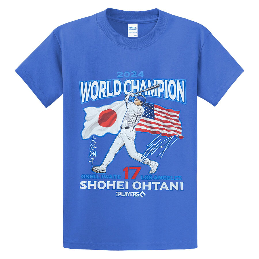MLB 大谷翔平 ドジャース Tシャツ 【海外版】2024ワールドチャンピオン Japan USA Flag Tee Port＆Campany ロイヤル 8,003円
