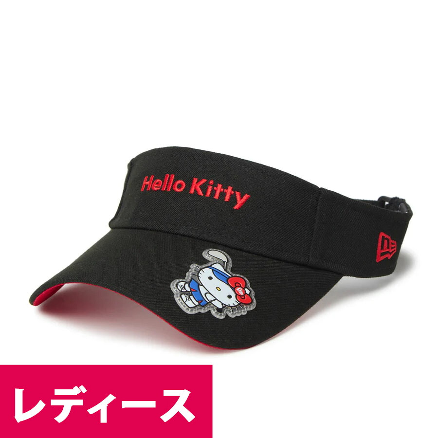 ハローキティー キャップ Hello Kitty Women's Sun Visor Long Visor Golf ニューエラ/New Era ブラック