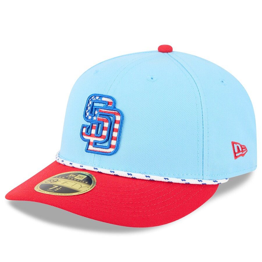 MLB パドレス キャップ 2025 独立記念 Fourth of July Low Profile 59FIFTY Fitted ニューエラ/New Era ライトブルー レッド