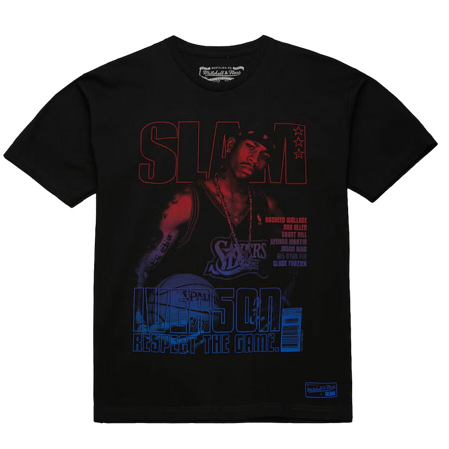 NBA アレン・アイバーソン 76ers Tシャツ 雑誌SLAM GRADIENT TEE ミッチェル＆ネス/Mitchell & Ness ブラック｜映画エンタメショップ SELECTION