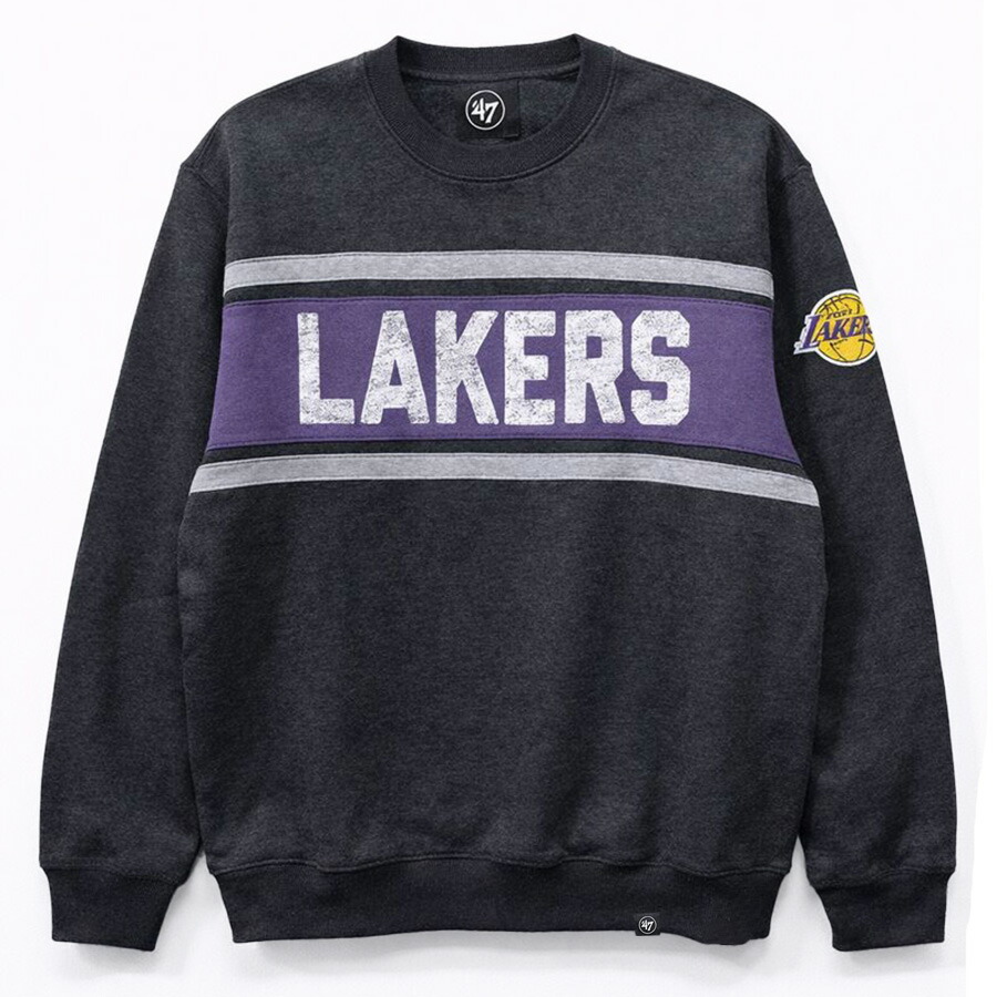 NBA レイカーズ スウェット 【現地買付】Horizontal Stripes クルーネック SweatShirt 47 Brand ヘザーグレー
