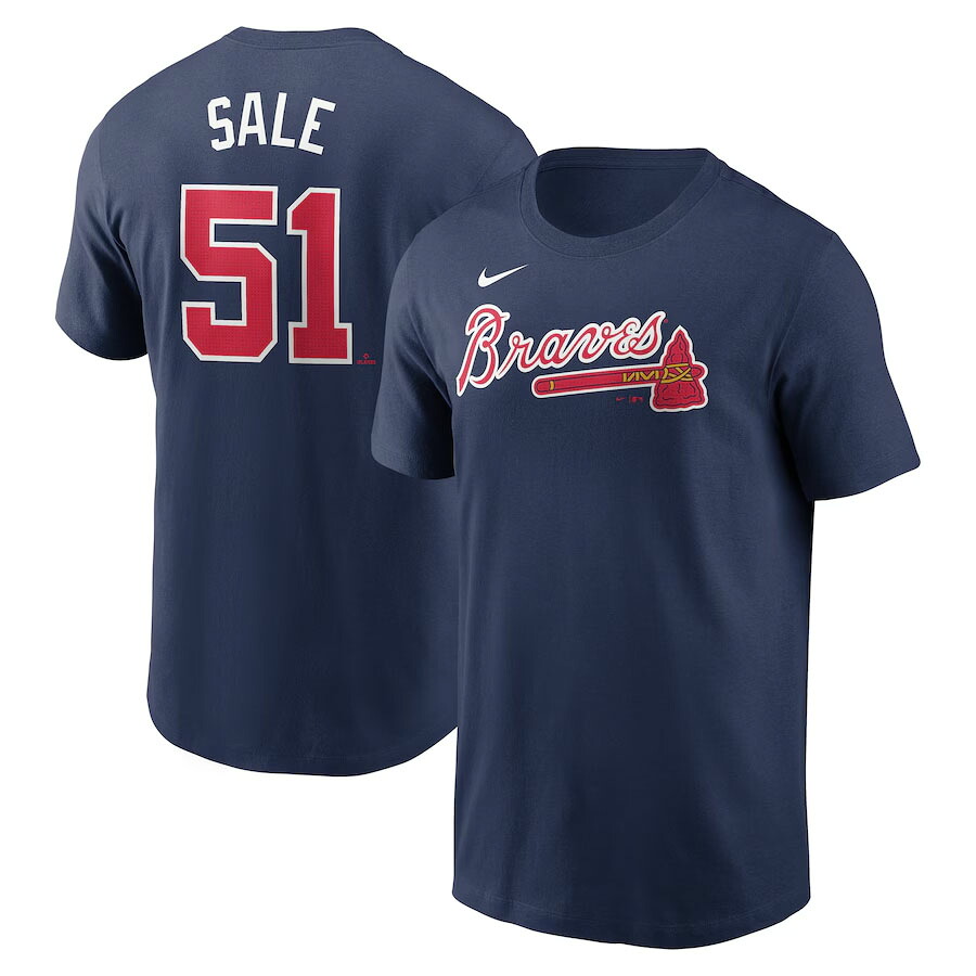 MLB クリス・セール ブレーブス Tシャツ ネーム＆ナンバー Name＆Number T-Shirt ナイキ/Nike ネイビー