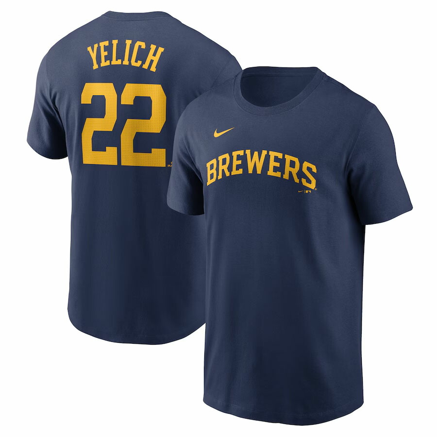 MLB クリスチャン・イエリッチ ブリュワーズ Tシャツ ネーム＆ナンバー Name＆Number T-Shirt ナイキ/Nike ネイビー