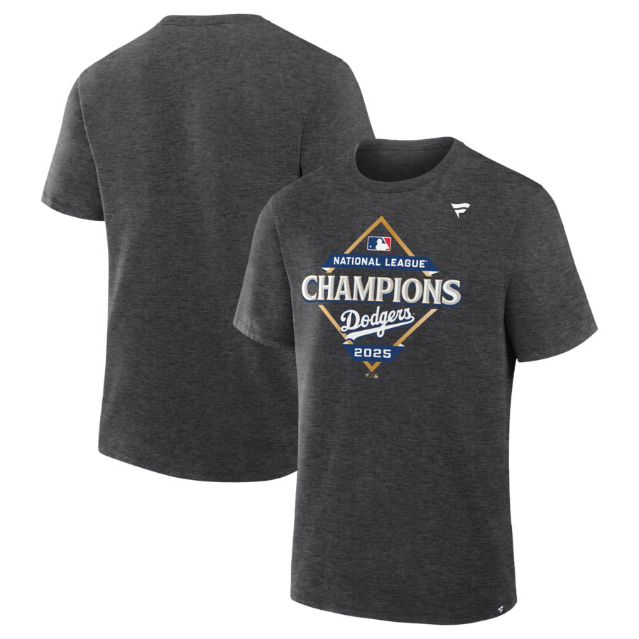 MLB ドジャース Tシャツ 【選手着用モデル】2025 ナ・リーグ優勝 ロッカールーム T-Shirt Fanatics ヘザーチャコール