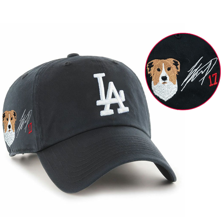 MLB 大谷翔平 ドジャース キャップ 【セレクション特注】サイン刺繍 Deluxe デコピン Clean Up Cap 47Brand ブラック|映画エンタメショップ SELECTION